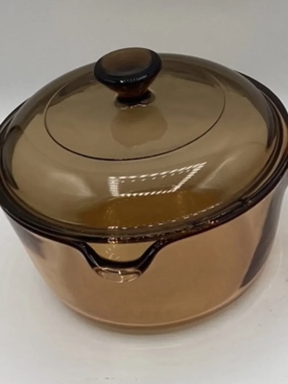 Corningware Visions Saucepan/Lid/Spout Amber Glass 1 Quart USA VTG 1980's Marked